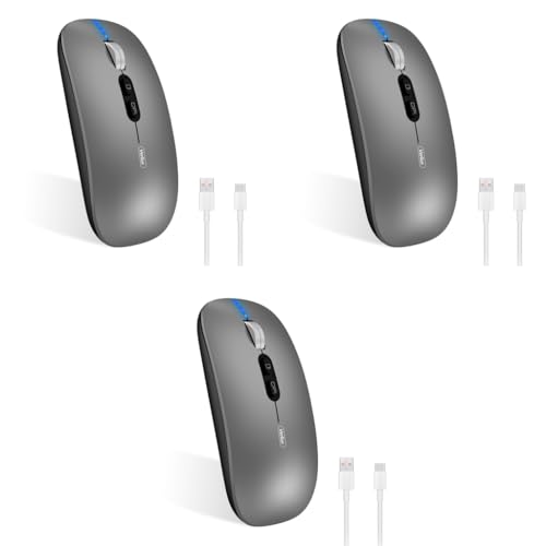 Verilux® Wireless Mouse Rechargeable Battery Level Visible 3 Modes 2.4G 3.0BT 5.0BT Bluetooth for Laptop 1600DPI Ergonomic Silent Mac PC iPad Grey 3PCS Verilux® Wireless Mouse Rechargeable Battery Level Visible 3 Modes 2.4G 3.0BT 5.0BT Bluetooth for Laptop 1600DPI Ergonomic Silent Mac PC iPad Grey 3PCS